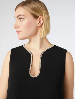 Langes Kleid aus Cady mit Strass