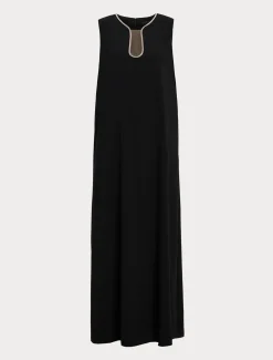 Langes Kleid aus Cady mit Strass