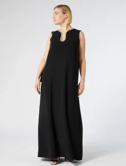 Langes Kleid aus Cady mit Strass