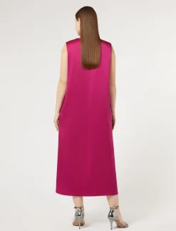 Langes Kleid aus Envers-Satin-Crêpe