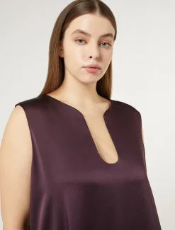 Langes Kleid aus Envers-Satin-Crêpe