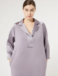 Langes Kleid aus Jersey und Satin