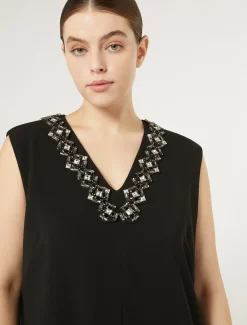 Langes Kleid aus Triacetat-Cady