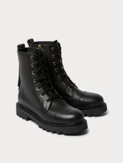 Leather combat boots