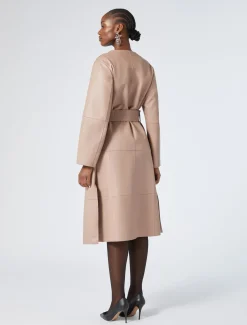 Leichter Mantel aus Nappaleder und Jersey