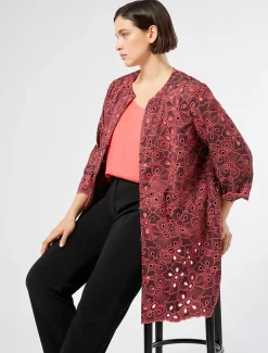 Leichter Mantel aus Taft mit Stickerei