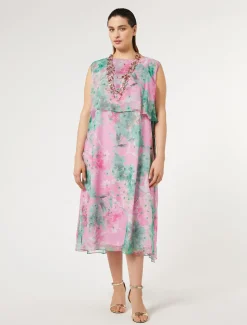 Longuette-Kleid aus Georgette