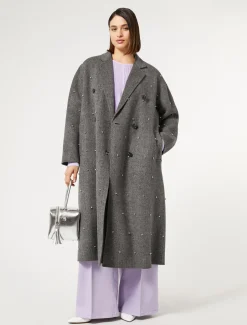 Mantel aus doppeltem Wollgewebe mit Zierstickerei