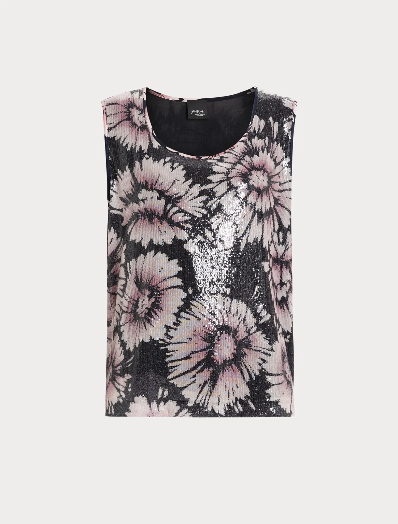 Oberteil aus Satin und Pailletten