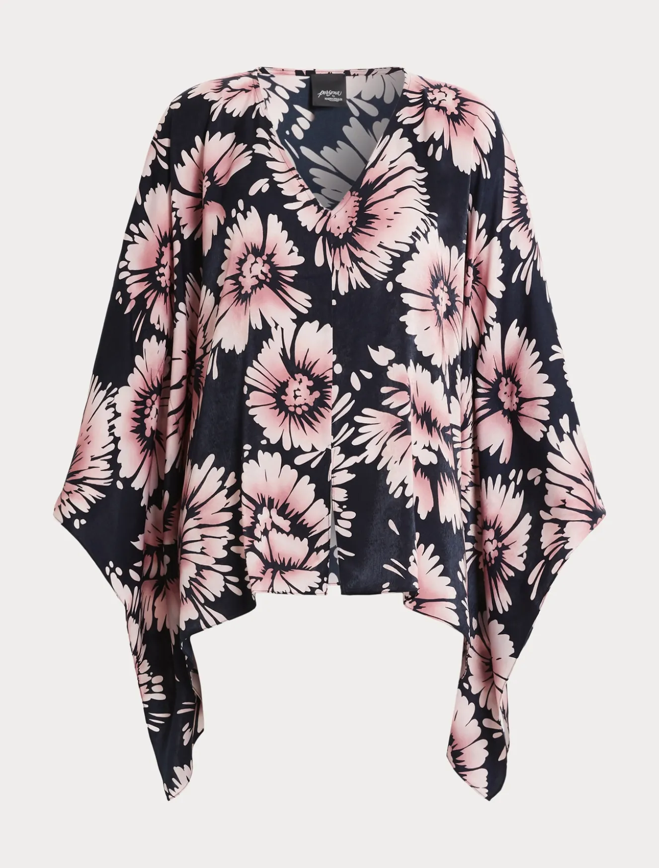 Poncho aus bedrucktem Satin