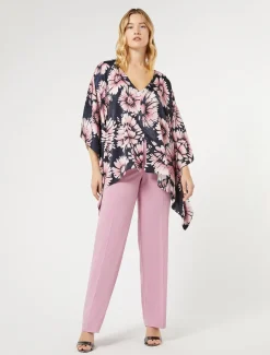 Poncho aus bedrucktem Satin