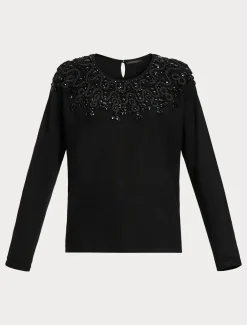 Pullover aus Viskose mit Stickerei