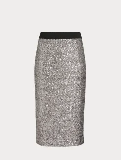 Rock aus Jersey mit Pailletten