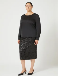 Rock aus Jersey mit Pailletten