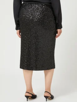 Rock aus Jersey mit Pailletten