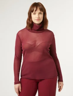 Rollkragenpullover aus Stretch-Tulle