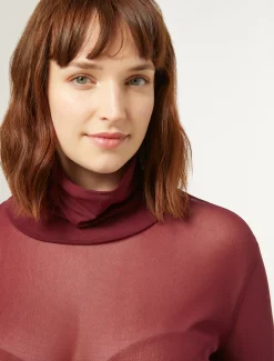 Rollkragenpullover aus Stretch-Tulle