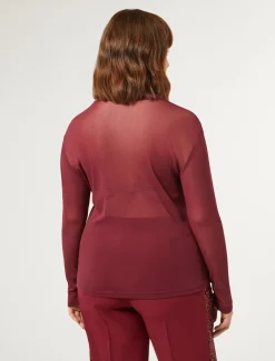 Rollkragenpullover aus Stretch-Tulle