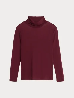 Rollkragenpullover aus Stretch-Tulle