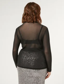 Rollkragenpullover aus Stretch-Tulle