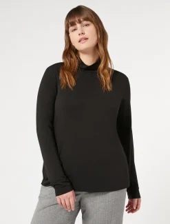 Rollkragenpullover aus weichem Stretch-Viskose-Jersey