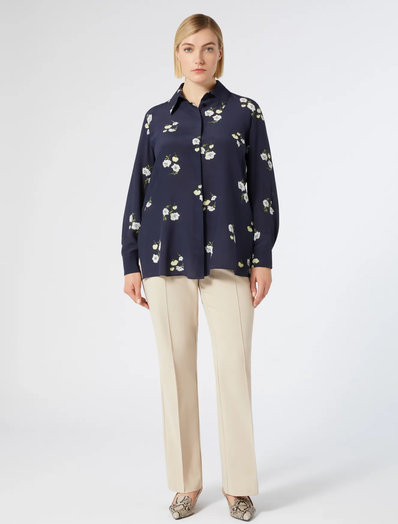 Schlaghose aus Baumwollstretch