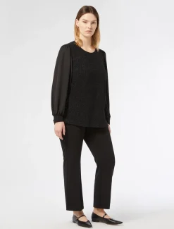 Sweatshirt aus Lamé-Jersey und Georgette