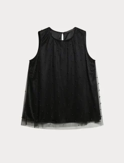 Top aus besticktem Tüll