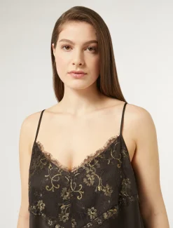 Top aus glattem Satin