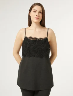 Top aus Jersey mit Spitze