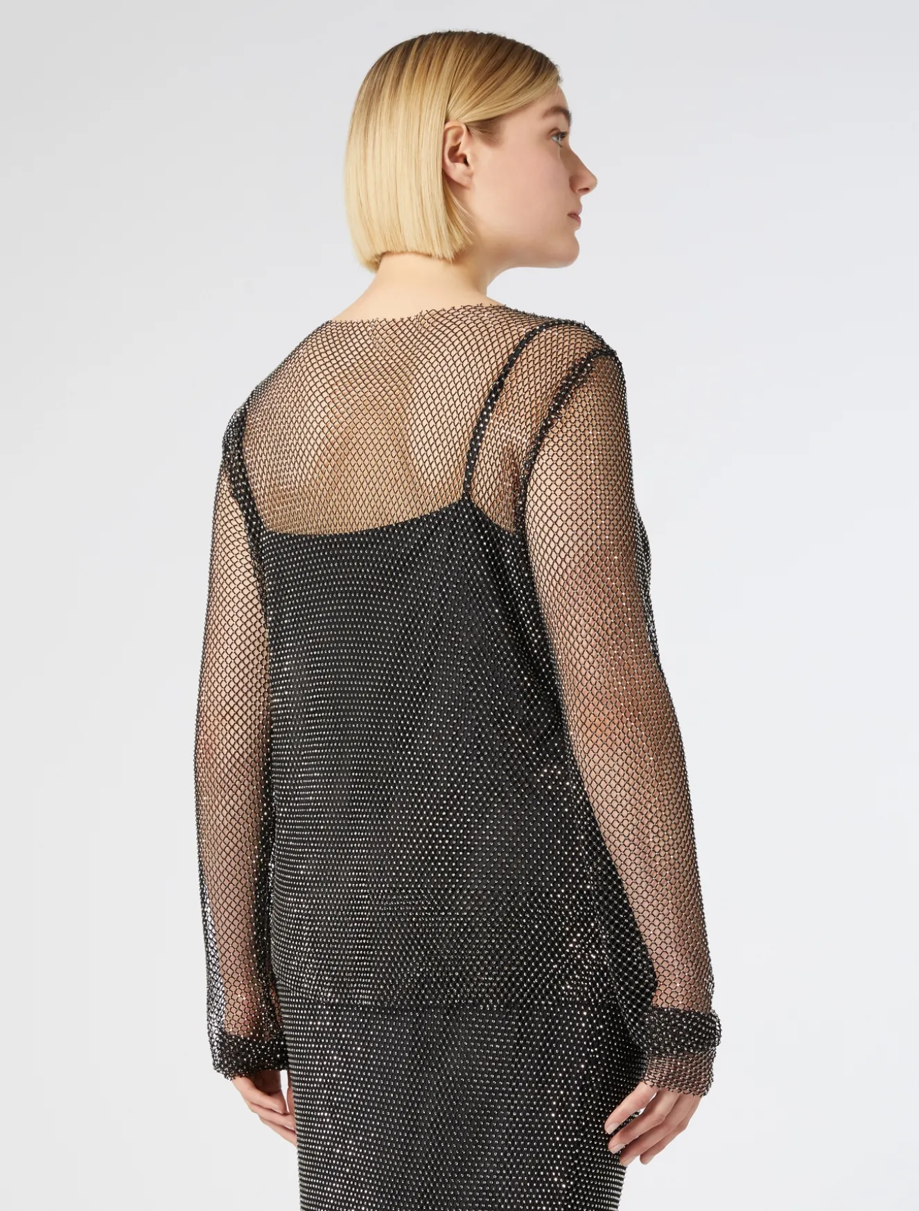 Top aus Netzgewebe mit Strass