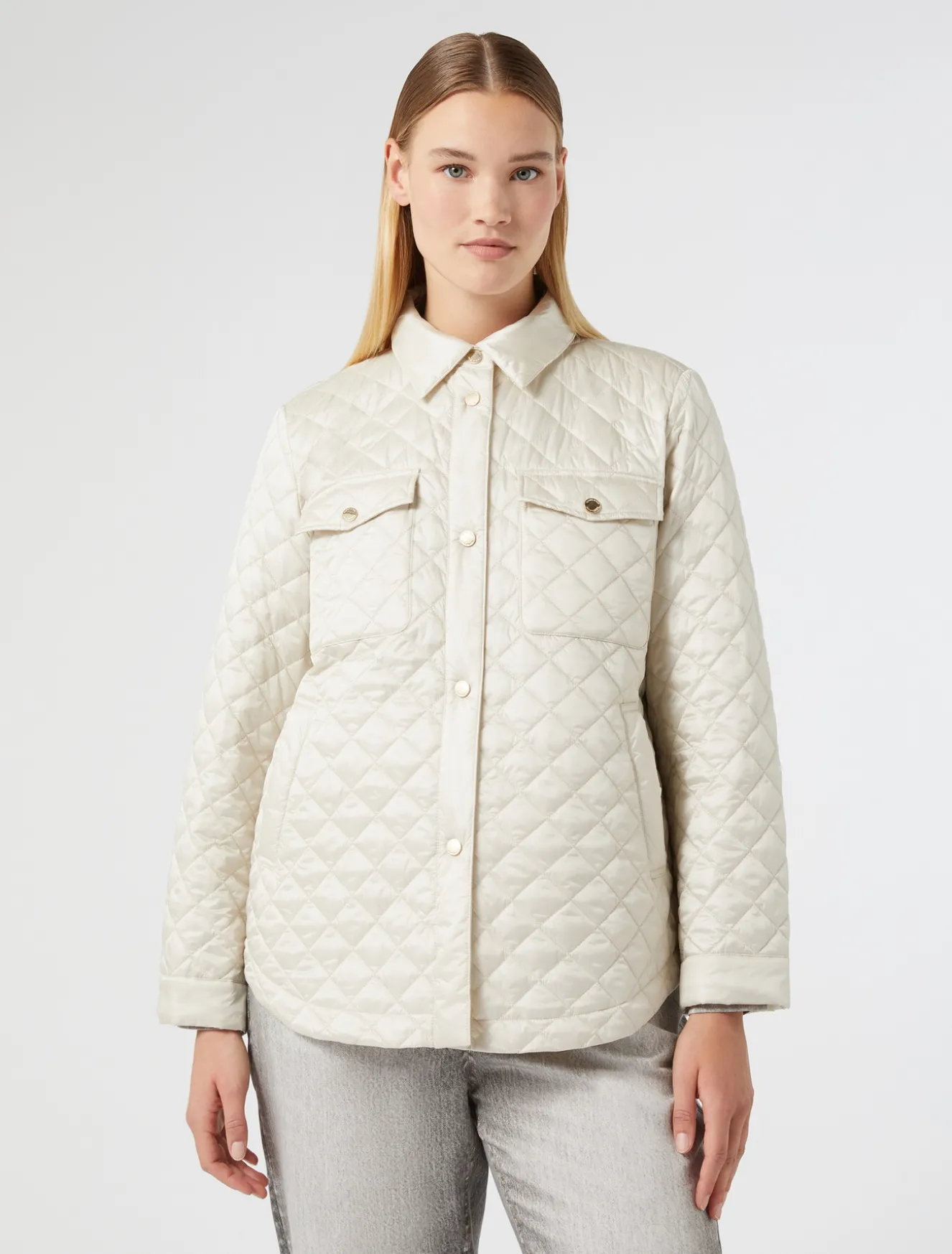 Wattierte Jacke aus schimmerndem Nylon-Canvas