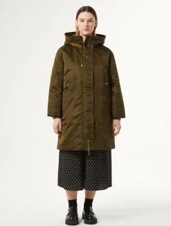 Wattierter, langer Parka aus Twill